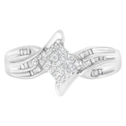Bids.com 10K White Gold 1/3 Cttw Princess and Baguette Cut Diamond Bypass Style Cocktail Ring (I-J Color, I1-I2 Clarity) - Size 4 Rings
