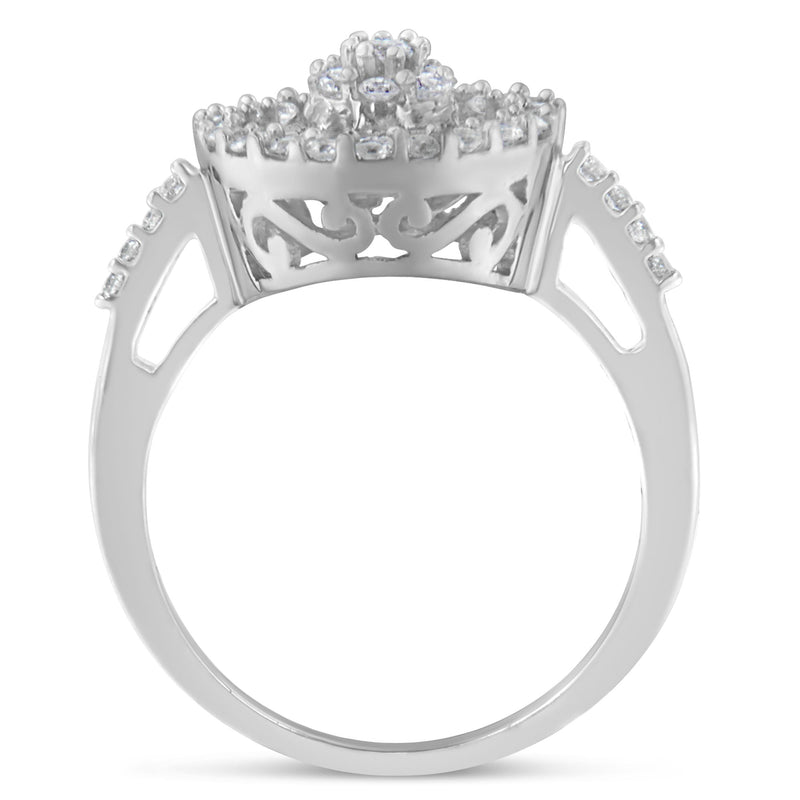 Bids.com 10KT White Gold Diamond Cocktail Ring (1 cttw, H-I Color, SI2-I1 Clarity) Rings