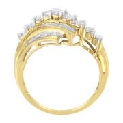 Bids.com 10K Yellow Gold Round and Baguette Diamond-Cut Ring (1/2 Cttw, I-J Color, I1-I2 Clarity) - Size 7 Rings