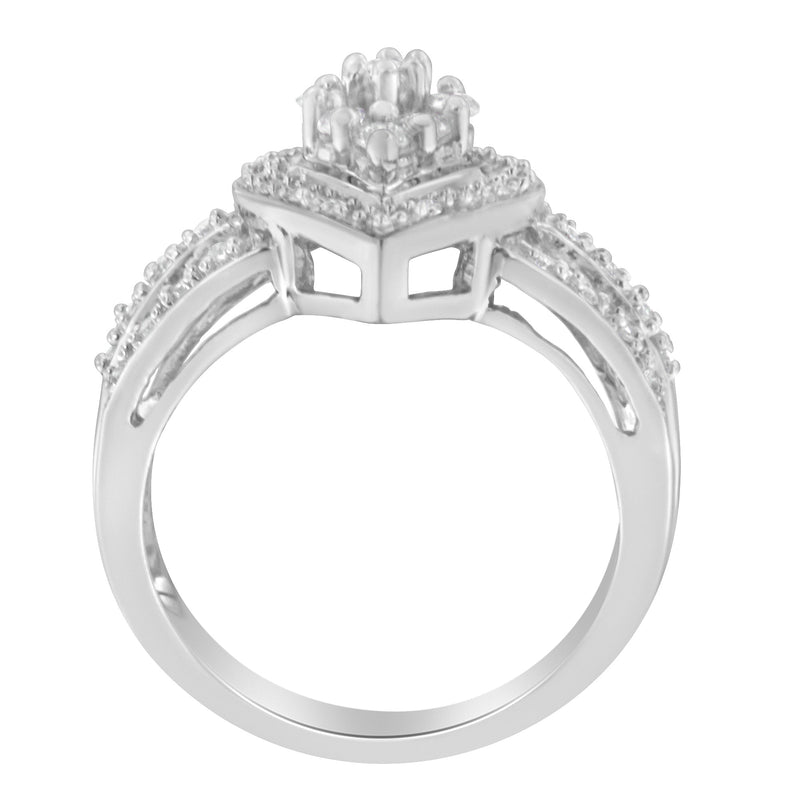 Bids.com 10K White Gold Round Cut Diamond Teardrop Ring (1/2 Cttw, H-I Color, SI2-I1 Clarity) - Size 6-1/2 Rings