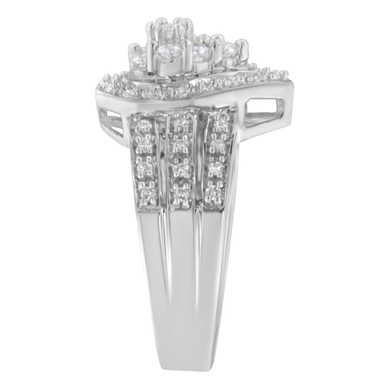 Bids.com 10K White Gold Round Cut Diamond Teardrop Ring (1/2 Cttw, H-I Color, SI2-I1 Clarity) - Size 6-1/2 Rings