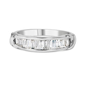 Bids.com .925 Sterling Silver 1/2 Cttw Baguette Cut Diamond Channel Set X-Station Wedding Ring (H-I Color, I1-I2 Clarity) - Size 6-1/2 Rings