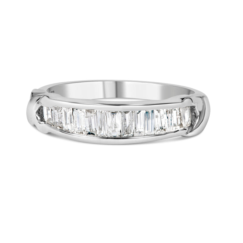 Bids.com .925 Sterling Silver 1/2 Cttw Baguette Cut Diamond Channel Set X-Station Wedding Ring (H-I Color, I1-I2 Clarity) - Size 6-1/2 Rings