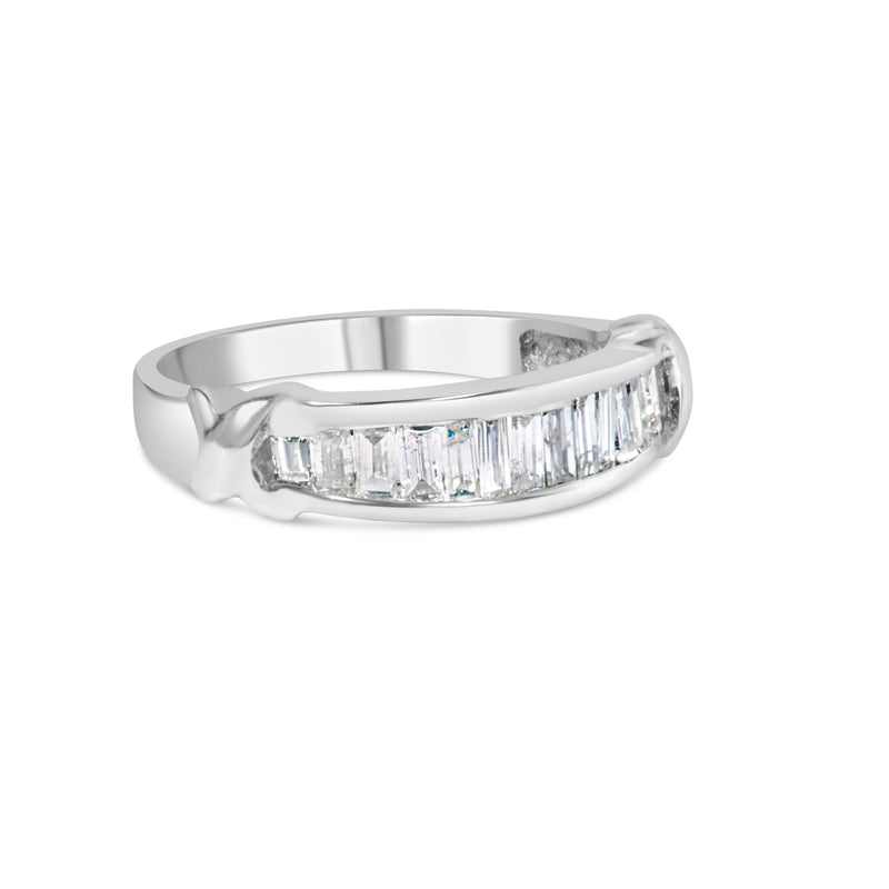 Bids.com .925 Sterling Silver 1/2 Cttw Baguette Cut Diamond Channel Set X-Station Wedding Ring (H-I Color, I1-I2 Clarity) - Size 6-1/2 Rings