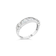 Bids.com .925 Sterling Silver 1/2 Cttw Baguette Cut Diamond Channel Set X-Station Wedding Ring (H-I Color, I1-I2 Clarity) - Size 6-1/2 Rings