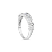 Bids.com .925 Sterling Silver 1/2 Cttw Baguette Cut Diamond Channel Set X-Station Wedding Ring (H-I Color, I1-I2 Clarity) - Size 6-1/2 Rings