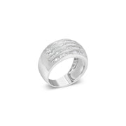 Bids.com .925 Sterling Silver 1.0 Cttw Baguette-Cut Diamond 6-Row Channel Set Domed Tapered Cocktail Fashion Ring (H-I Color, I2-I3 Clarity) - Size 6-1/2 Rings