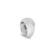 Bids.com .925 Sterling Silver 1.0 Cttw Baguette-Cut Diamond 6-Row Channel Set Domed Tapered Cocktail Fashion Ring (H-I Color, I2-I3 Clarity) - Size 6-1/2 Rings