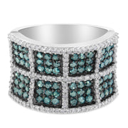 Bids.com 14K White Gold White and Treated Blue Diamond Cocktail Ring (1 1/2 Cttw, H-I Color, I1-I2 Clarity) - Size 6 Rings