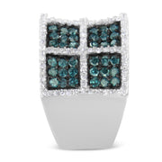 Bids.com 14K White Gold White and Treated Blue Diamond Cocktail Ring (1 1/2 Cttw, H-I Color, I1-I2 Clarity) - Size 6 Rings