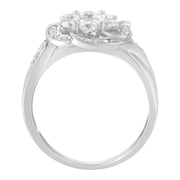 Bids.com 14K White Gold Floral Cluster Diamond Ring (1.0 Cttw, H-I Color, SI2-I1 Clarity) - Size 6 Rings