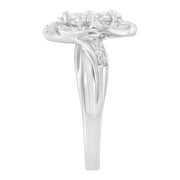 Bids.com 14K White Gold Floral Cluster Diamond Ring (1.0 Cttw, H-I Color, SI2-I1 Clarity) - Size 6 Rings