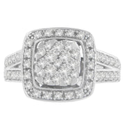 Bids.com 10K White Gold Diamond Cluster Ring (1 Cttw, H-I Color, SI2-I1 Clarity) - Size 6-1/2 Rings
