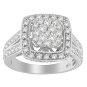 Bids.com 10K White Gold Diamond Cluster Ring (1 Cttw, H-I Color, SI2-I1 Clarity) - Size 6-1/2 Rings