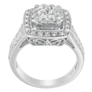 Bids.com 10K White Gold Diamond Cluster Ring (1 Cttw, H-I Color, SI2-I1 Clarity) - Size 6-1/2 Rings