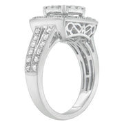 Bids.com 10K White Gold Diamond Cluster Ring (1 Cttw, H-I Color, SI2-I1 Clarity) - Size 6-1/2 Rings