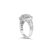Bids.com 14K White Gold 1.0 Cttw Round & Baguette Cut Diamond Floral Cluster Quatrefoil Channel Set Band Cocktail Statement Ring (H-I Color, SI2-I1 Clarity) - Size 6-3/4 Rings
