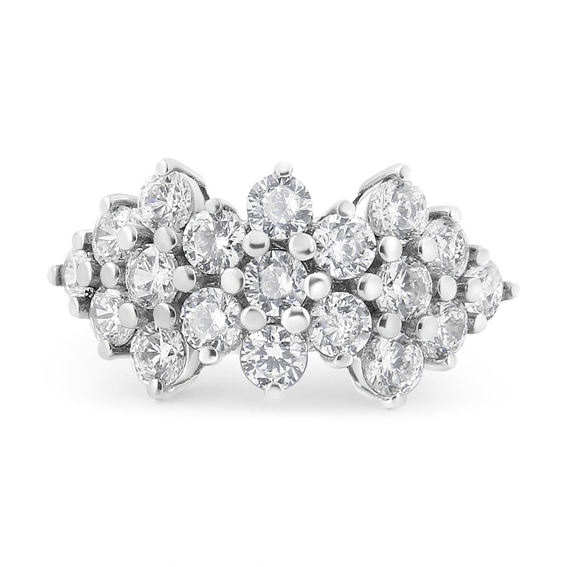 Bids.com 14K White Gold 4.0 Cttw Diamond Multi Row Scatter Band Ring (I-J Color, I1-I2 Clarity) - Size 7 Rings