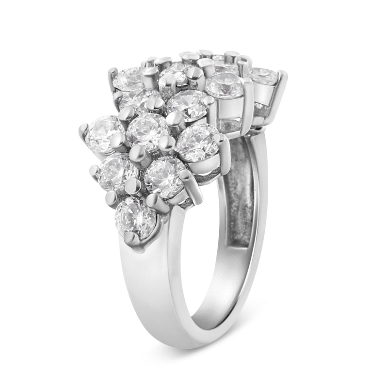 Bids.com 14K White Gold 4.0 Cttw Diamond Multi Row Scatter Band Ring (I-J Color, I1-I2 Clarity) - Size 7 Rings