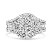 Bids.com 14K White Gold 1 1/2 Cttw Diamond Floral Cluster and Studded Shank Halo Ring (H-I Color, SI2-I1 Clarity) - Ring Size 7 Rings