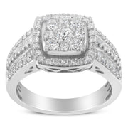 Bids.com 10K White Gold Diamond Cluster Ring (1 Cttw, H-I Color, I1-I2 Clarity) - Size 6-3/4 Rings