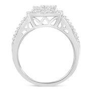 Bids.com 10K White Gold Diamond Cluster Ring (1 Cttw, H-I Color, I1-I2 Clarity) - Size 6-3/4 Rings