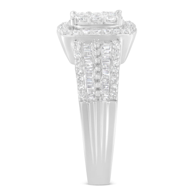 Bids.com 10K White Gold Diamond Cluster Ring (1 Cttw, H-I Color, I1-I2 Clarity) - Size 6-3/4 Rings