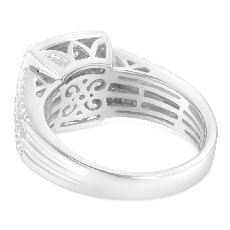 Bids.com 10K White Gold Diamond Cluster Ring (1 Cttw, H-I Color, I1-I2 Clarity) - Size 6-3/4 Rings