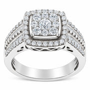 Bids.com 10K White Gold Diamond Cluster Ring (1 Cttw, H-I Color, I1-I2 Clarity) - Size 6-3/4 Rings White Smoke 7 / White.Gold,7.25 / White.Gold,6.75 / White.Gold