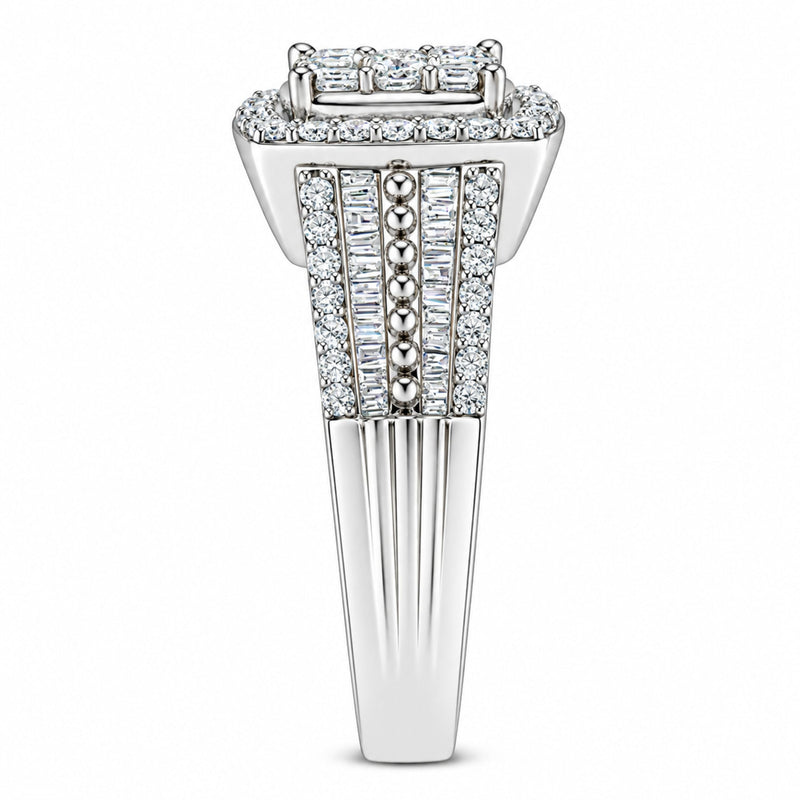 Bids.com 10K White Gold Diamond Cluster Ring (1 Cttw, H-I Color, I1-I2 Clarity) - Size 6-3/4 Rings White Smoke 7 / White.Gold,7.25 / White.Gold,6.75 / White.Gold