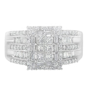 Bids.com 10K White Gold Diamond Cluster Ring (1 cttw, H-I Color, I1-I2 Clarity) Rings
