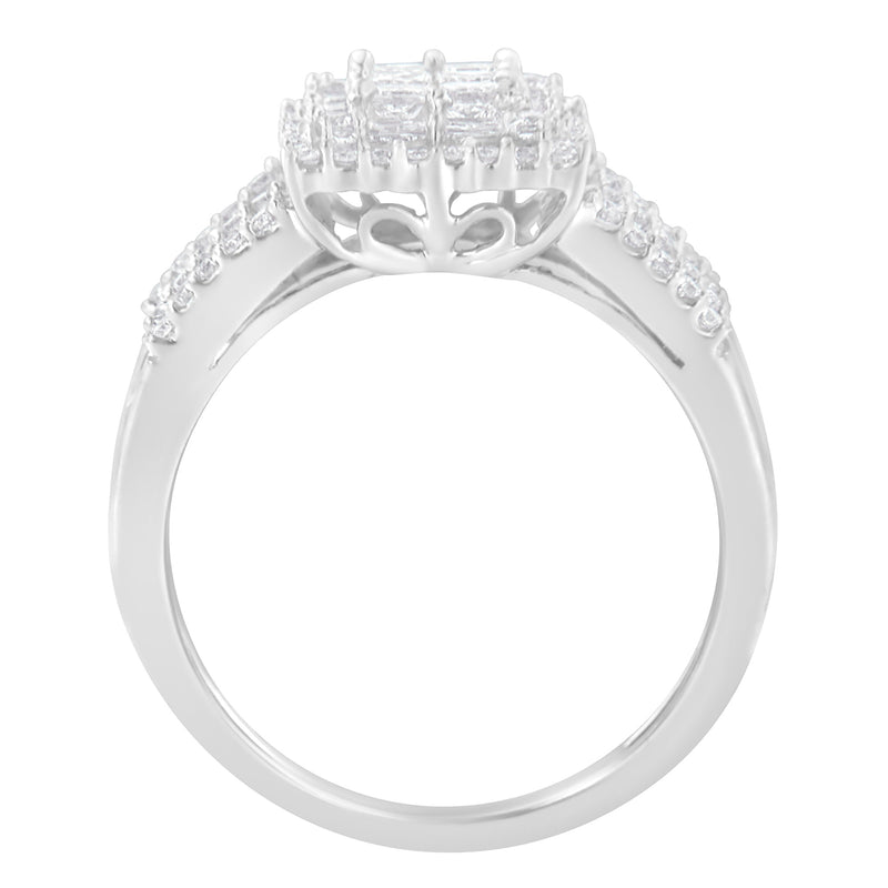 Bids.com 10K White Gold Diamond Cluster Ring (1 cttw, H-I Color, I1-I2 Clarity) Rings
