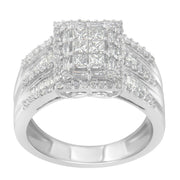 Bids.com 10K White Gold Diamond Cluster Ring (1 cttw, H-I Color, I1-I2 Clarity) Rings