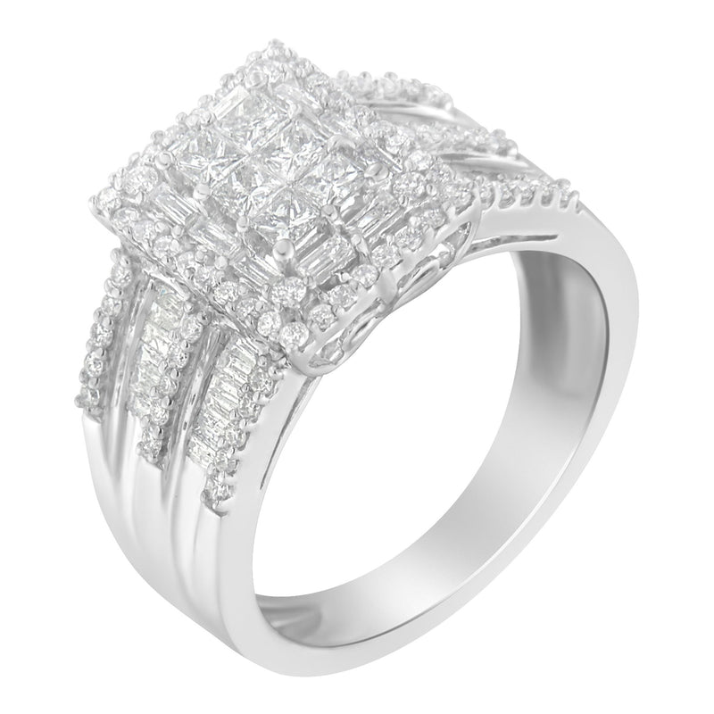 Bids.com 10K White Gold Diamond Cluster Ring (1 cttw, H-I Color, I1-I2 Clarity) Rings