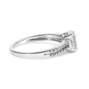 Bids.com .925 Sterling Silver 1/4 Cttw Princess-cut Diamond Composite Ring with Beaded Halo (H-I Color, SI1-SI2 Clarity) - Size 7 Rings