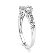 Bids.com .925 Sterling Silver 1/4 Cttw Princess-cut Diamond Composite Ring with Beaded Halo (H-I Color, SI1-SI2 Clarity) - Size 7 Rings