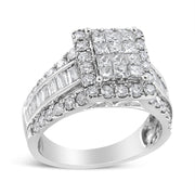 Bids.com 14K White Gold 2.00 Cttw Composite Head with Halo and Side Stones Diamond Ring (H-I Color, SI1-SI2 Clarity) - Ring Size 7 Rings