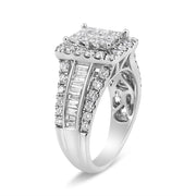 Bids.com 14K White Gold 2.00 Cttw Composite Head with Halo and Side Stones Diamond Ring (H-I Color, SI1-SI2 Clarity) - Ring Size 7 Rings