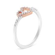 Bids.com 14K Rose Gold Plated and White .925 Sterling Silver 1/5 Cttw Round-Cut Diamond Open Heart Promise Ring (I-J Color, I2-I3 Clarity) - Ring Size 7 Rings