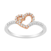 Bids.com 10K Two Toned Gold Diamond Heart Cocktail Ring (1/5 Cttw, H-I Color, I1-I2 Clarity) - Size 6-1/2 Rings