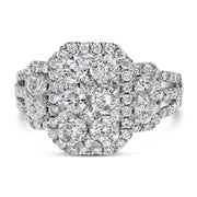Bids.com 14K White Gold 2 1/4 Cttw Diamond Cocktail Cluster Ring (G-H Color, SI2-I1 Clarity) - Size 7 Rings