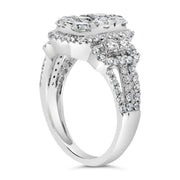 Bids.com 14K White Gold 2 1/4 Cttw Diamond Cocktail Cluster Ring (G-H Color, SI2-I1 Clarity) - Size 7 Rings