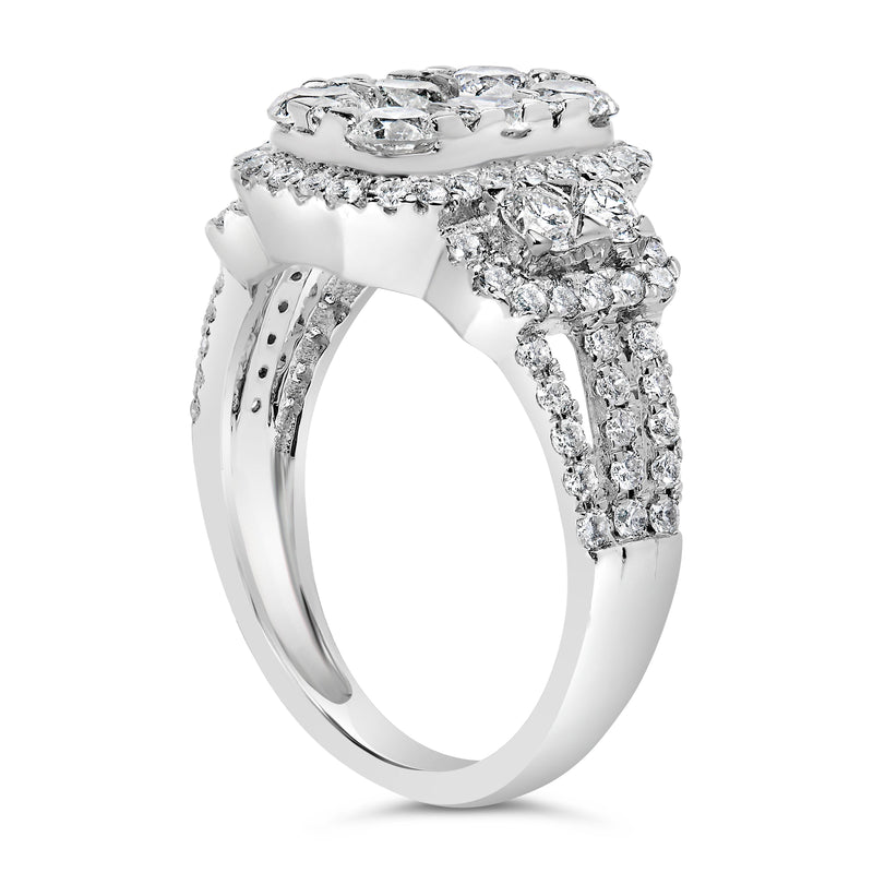 Bids.com 14K White Gold 2 1/4 Cttw Diamond Cocktail Cluster Ring (G-H Color, SI2-I1 Clarity) - Size 7 Rings
