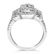 Bids.com 14K White Gold 2 1/4 Cttw Diamond Cocktail Cluster Ring (G-H Color, SI2-I1 Clarity) - Size 7 Rings