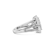 Bids.com .925 Sterling Silver 1/3 Cttw Invisible Set Princess-Cut Diamond Rhombus and Beaded Halo Ring (H-I Color, SI1-SI2 Clarity) - Ring Size 7 Rings