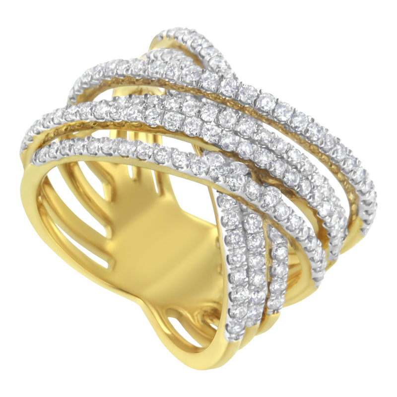 Bids.com 10KT Yellow Gold Diamond Bypass Ring (1 5/8 cttw, H-I Color, SI2-I1 Clarity) Rings