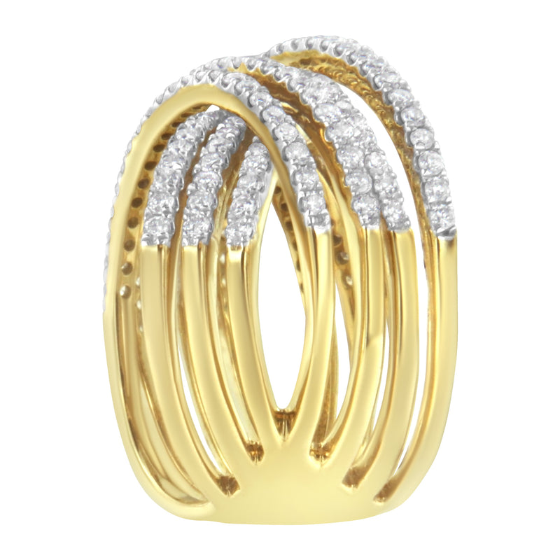 Bids.com 10KT Yellow Gold Diamond Bypass Ring (1 5/8 cttw, H-I Color, SI2-I1 Clarity) Rings