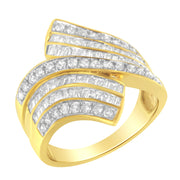 Bids.com 10K Yellow Gold Diamond Bypass Ring (1 1/7 Cttw, I-J Color, I1-I2 Clarity) - Size 5 Rings
