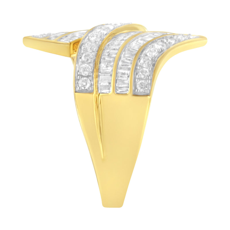 Bids.com 10K Yellow Gold Diamond Bypass Ring (1 1/7 Cttw, I-J Color, I1-I2 Clarity) - Size 5 Rings