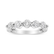 Bids.com 14K White Gold 1.00 Cttw Brilliant Round Cut Diamond 5-Stone Band Ring (H-I Color, SI2-I1 Clarity) - Ring Size 7 Rings
